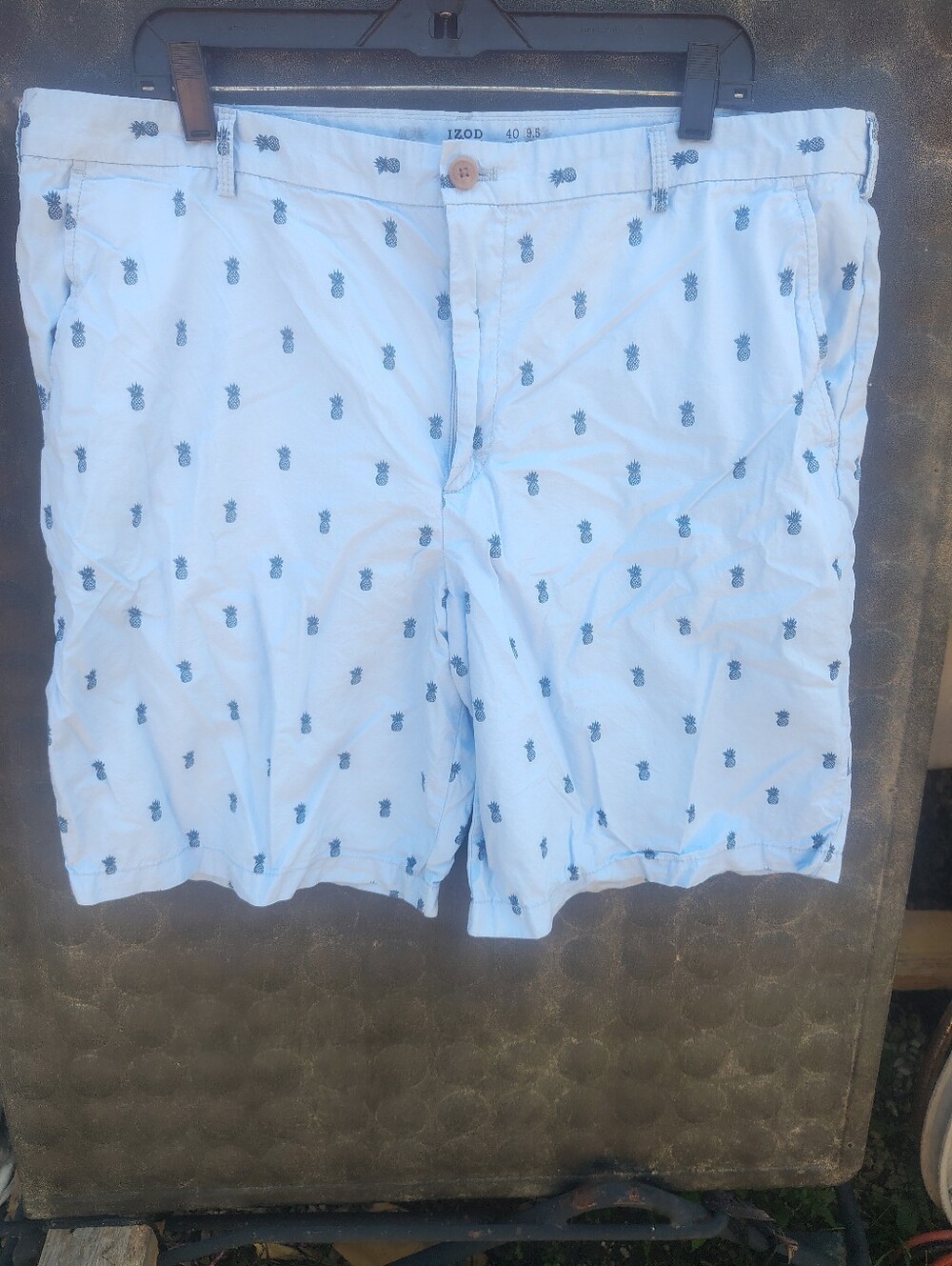 Izod Light Blue Swim Shorts with Navy Pineapple Print